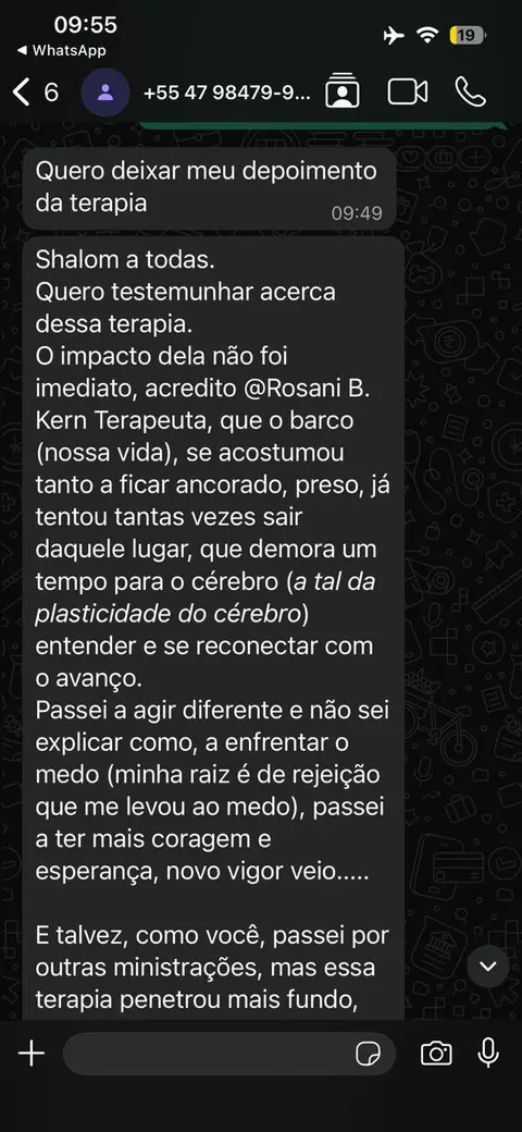 Depoimento em texto sobre a terapia