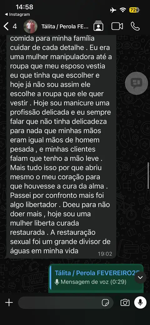 Depoimento de Tálita sobre a restauração