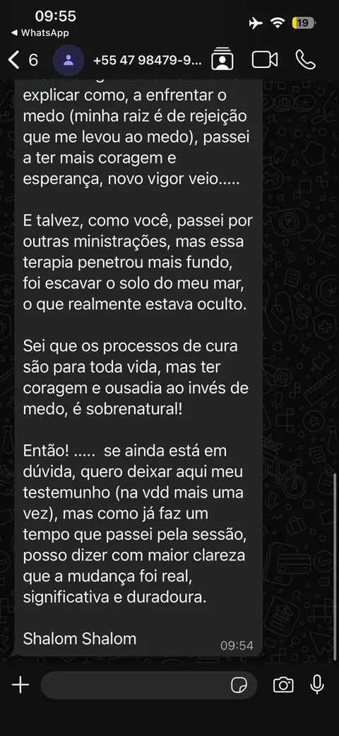 Continuação do depoimento sobre a terapia