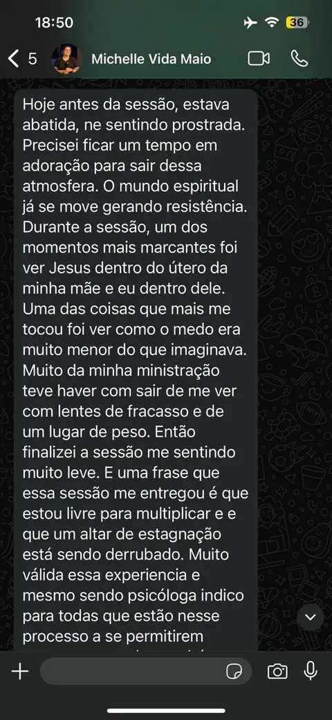 Depoimento de Michelle sobre a sessão